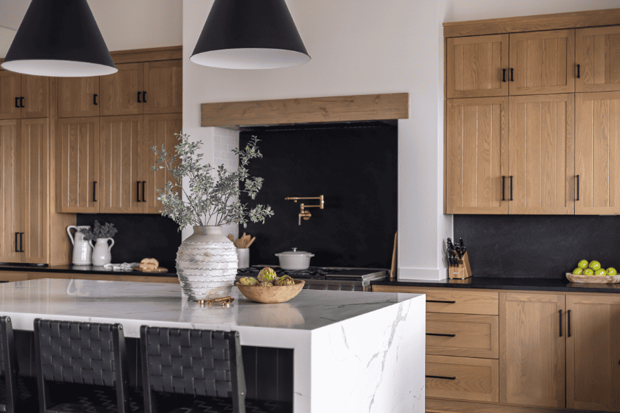 modern black and wood kitchen