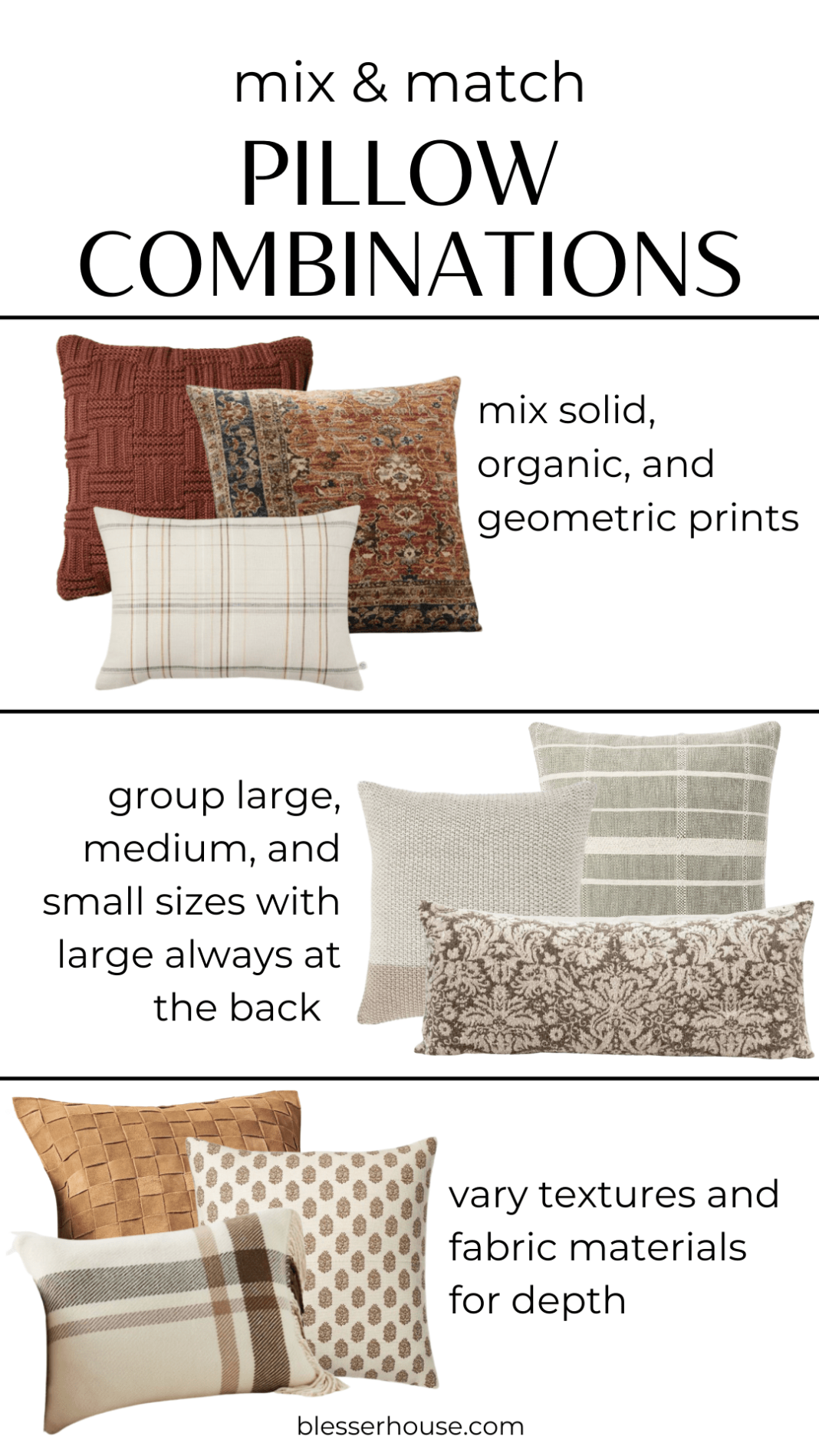 how to mix and match pillow combinations